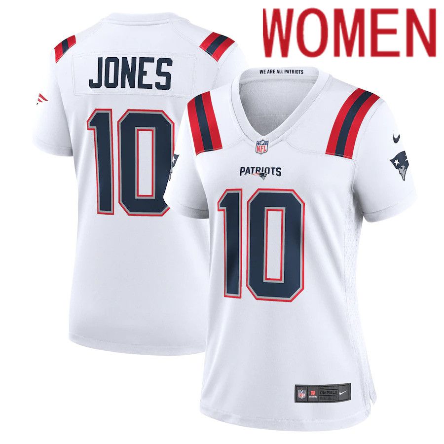 Cheap Women New England Patriots 10 Mac Jones Nike White Game NFL Jersey